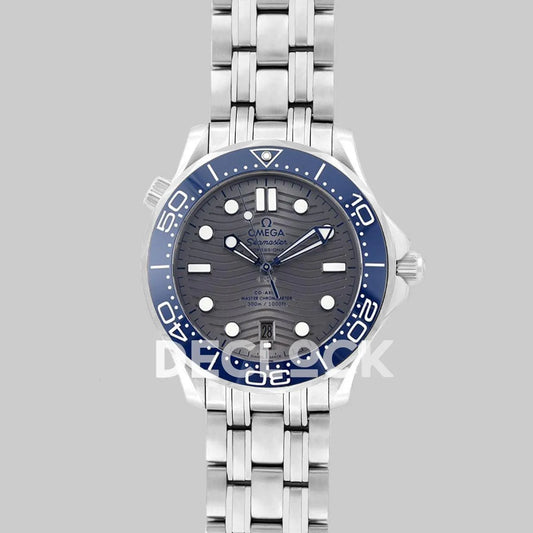 Seamaster Diver 300M SS Blue Ceramic Bezel Gray Dial on SS Bracelet