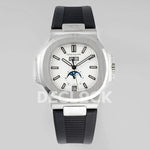 Nautilus 5726 Complicated SS White Textured Dial on Black Rubber Strap