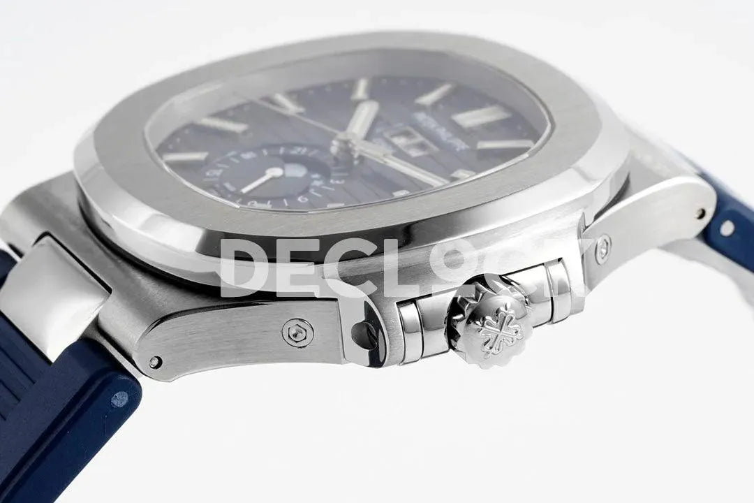 Nautilus 5726 Complicated SS Blue Textured Dial on Blue Rubber Strap