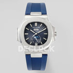 Nautilus 5726 Complicated SS Blue Textured Dial on Blue Rubber Strap