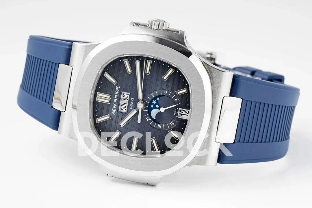 Nautilus 5726 Complicated SS Blue Textured Dial on Blue Rubber Strap