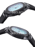 AET Nautilus 5711 Black Ceramic AMGF Tiffany Blue Dial on Black Rubber Strap