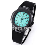 AET Nautilus 5711 Black Ceramic AMGF Tiffany Blue Dial on Black Rubber Strap