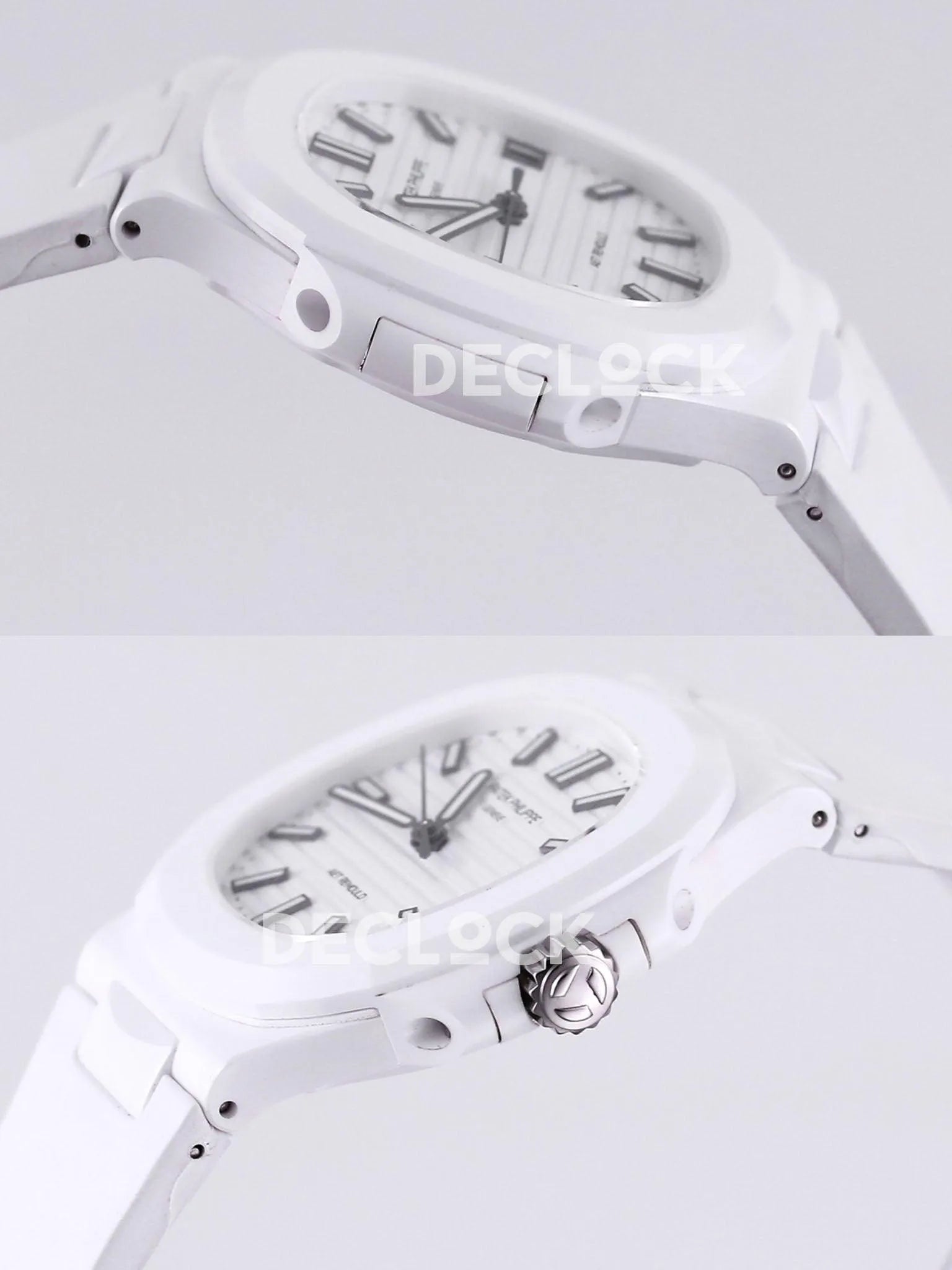 AET Nautilus 5711 White Ceramic AMGF White Dial on White Rubber Strap