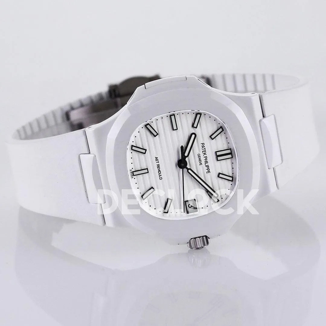 AET Nautilus 5711 White Ceramic AMGF White Dial on White Rubber Strap