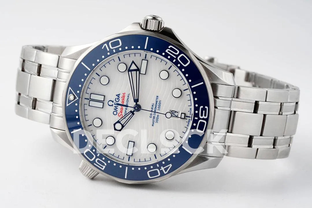 Seamaster Diver 300M SS Blue Ceramic Bezel White Dial on SS Bracelet