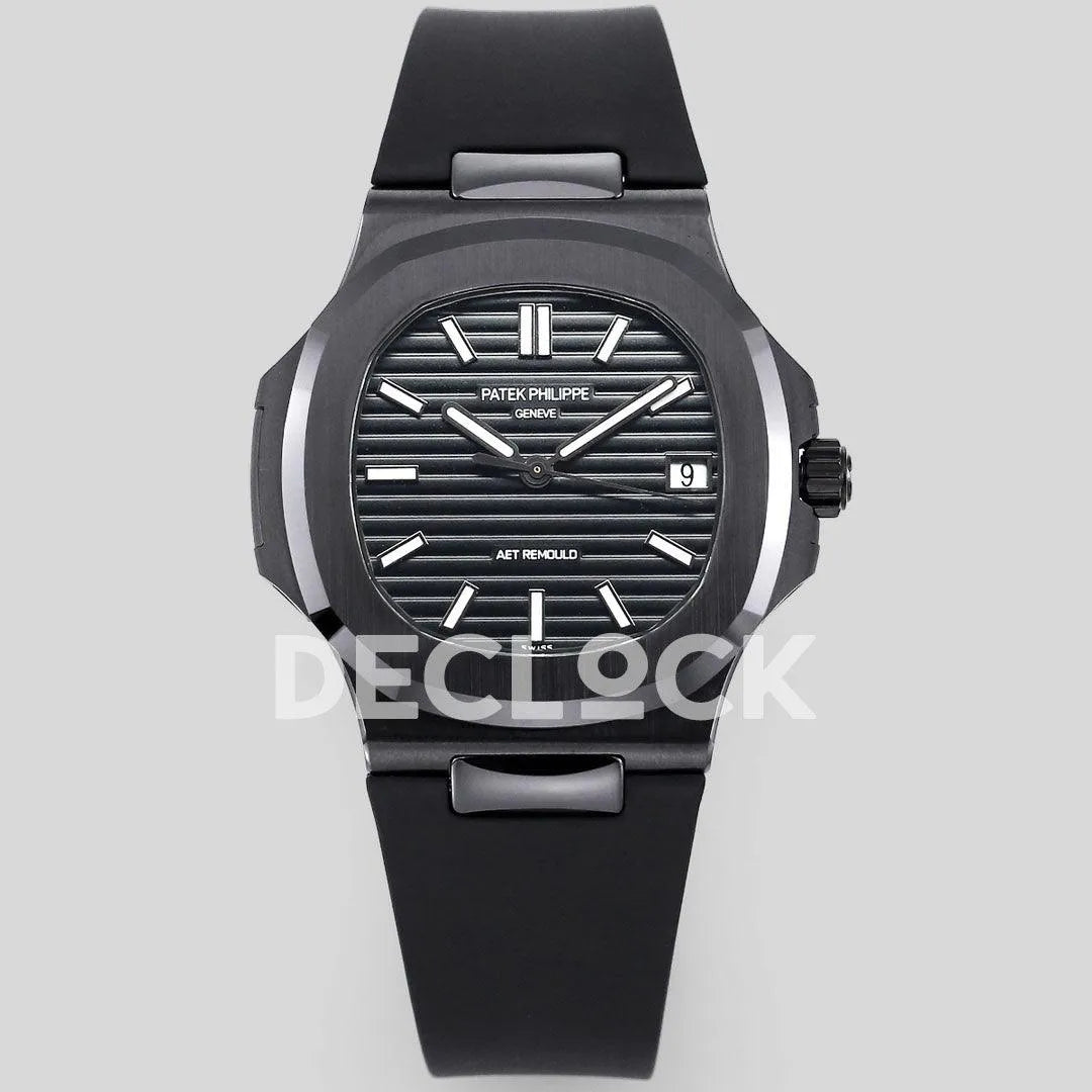 AET Nautilus 5711 Black Ceramic AMGF Black Dial on Black Rubber Strap