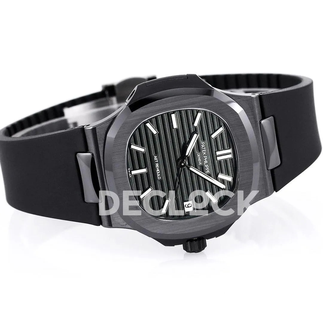 AET Nautilus 5711 Black Ceramic AMGF Black Dial on Black Rubber Strap