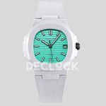 AET Nautilus 5711 White Ceramic AMGF Tiffany Blue Dial on White Rubber Strap