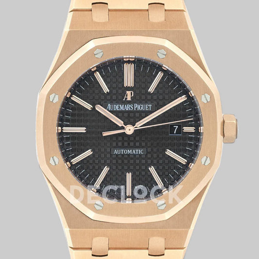 Replica Audemars Pigeut Royal Oak 15400 Rose Gold Black Dial - Replica Watches