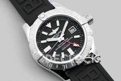 Replica Breitling Avenger II GMT Black Dial in Steel on Rubber Strap - Replica Watches