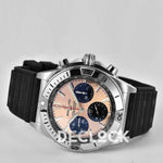 Replica Breitling Chronomat B01 Steel in Gold Dial on Black Rubber Strap - Replica Watches