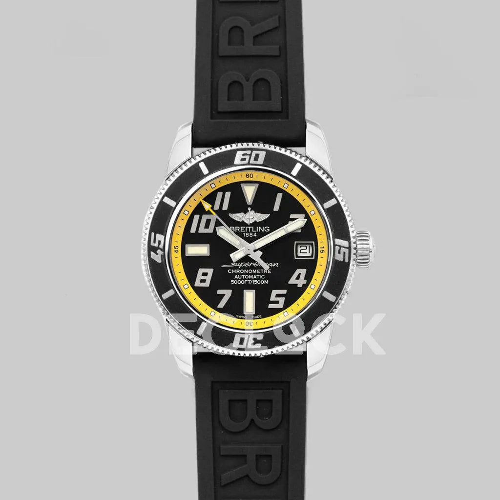 Replica Breitling Superocean II 42 Black/Yellow Dial in Steel - Replica Watches