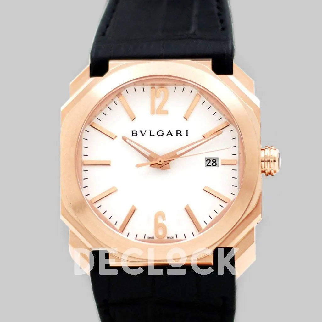 Replica Bvlgari Octo Solotempo Rose Gold in White Dial - Replica Watches