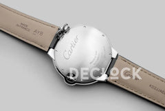 Replica Cartier Ballon Bleu De Cartier 42mm White Dial in Steel on Black Leather Strap - Replica Watches