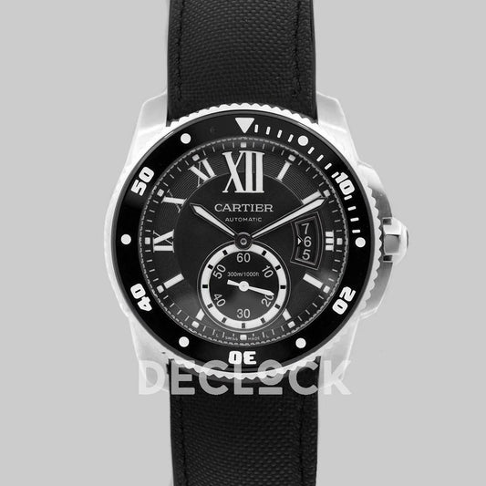 Replica Cartier Calibre de Cartier Diver Black Dial in Steel - Replica Watches