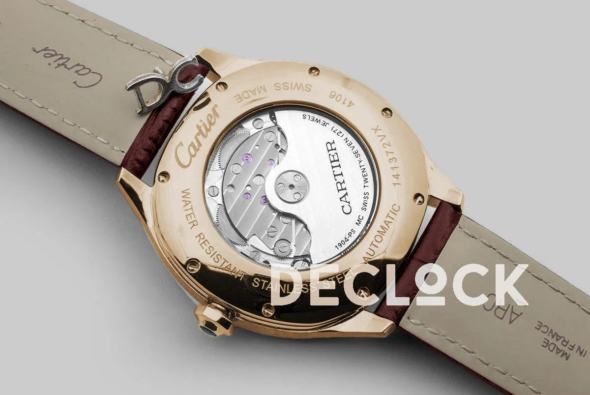 Replica Cartier Drive de Cartier White Dial in Rose Gold on Brown Leather Strap - Replica Watches