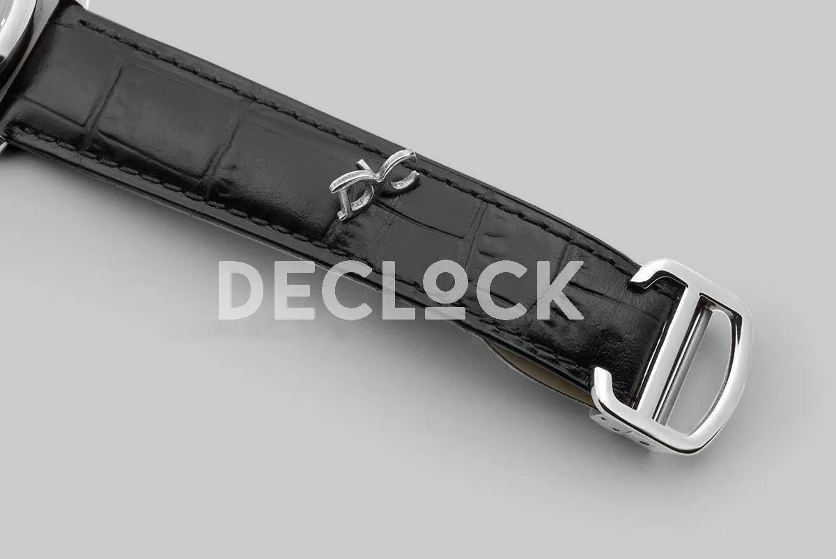 Replica Cartier Drive de Cartier White Dial in Steel on Black Leather Strap - Replica Watches