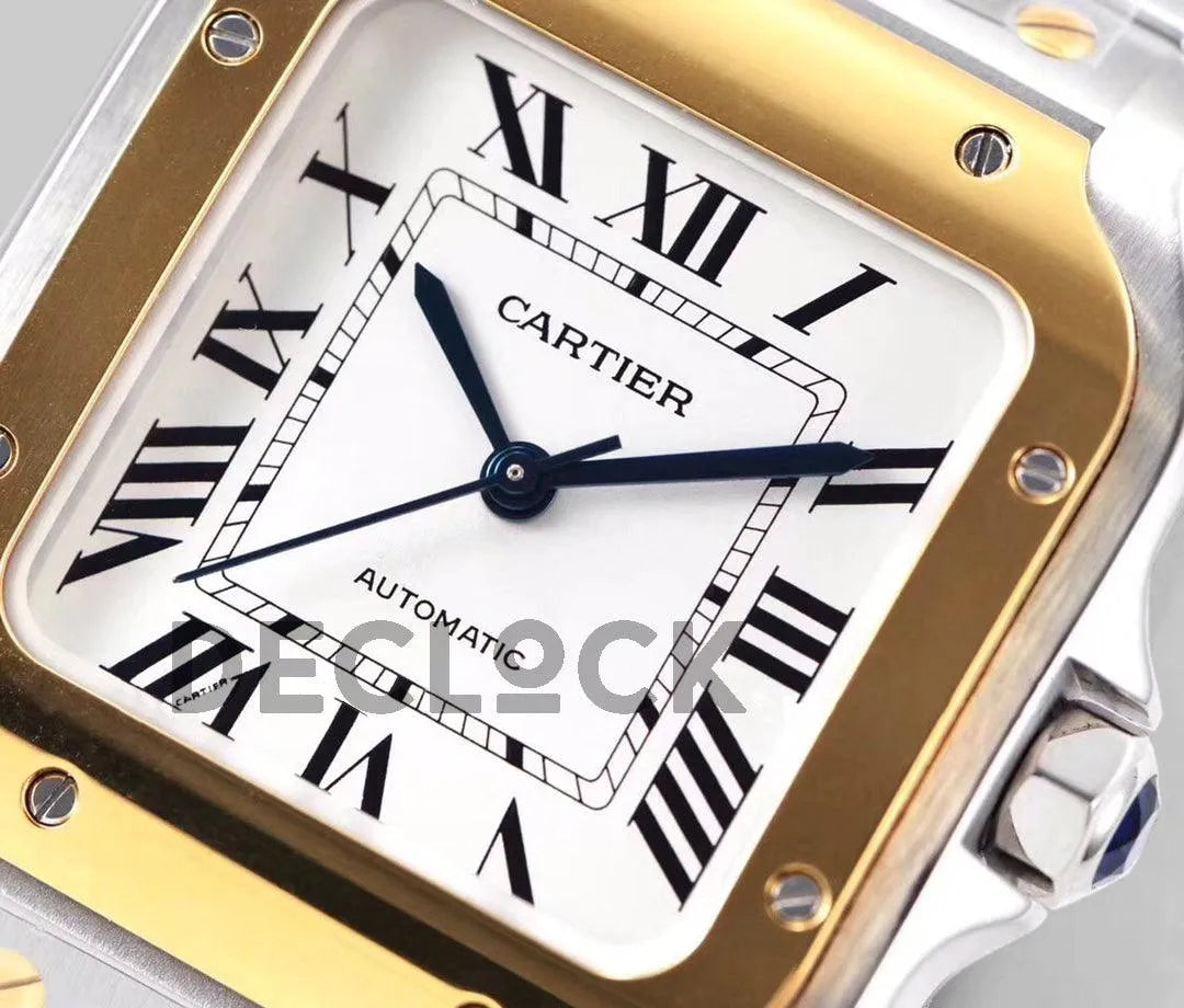 Replica Cartier Santos de Cartier 35mm White Dial in Steel/Rose Gold - Replica Watches