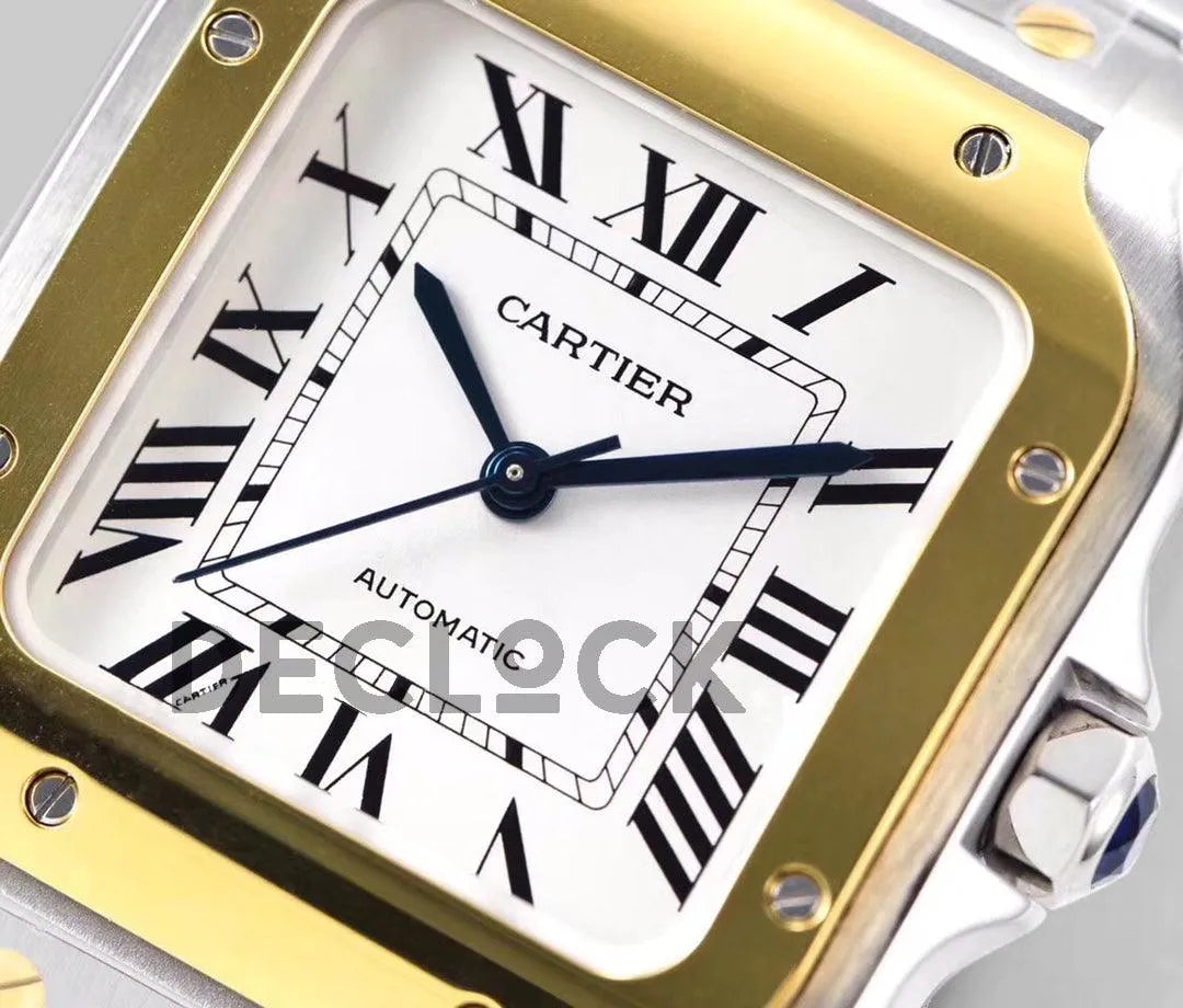 Replica Cartier Santos de Cartier 35mm White Dial in Steel/Yellow Gold - Replica Watches