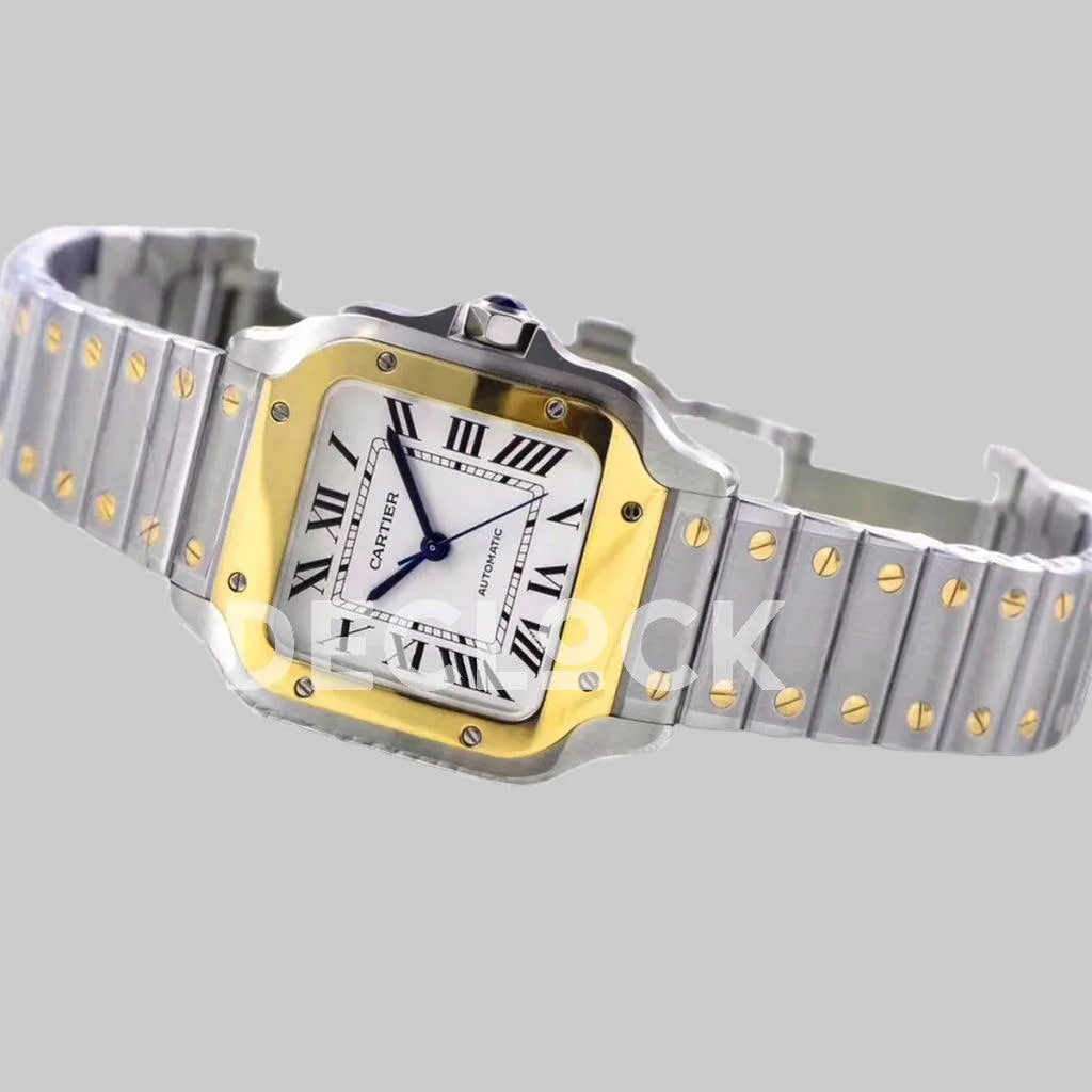 Replica Cartier Santos de Cartier 35mm White Dial in Steel/Yellow Gold - Replica Watches