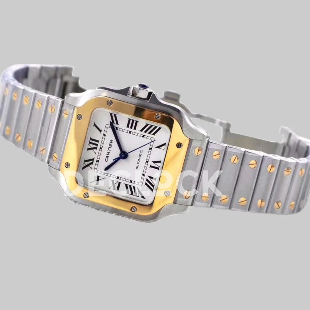 Replica Cartier Santos de Cartier 40mm White Dial in Steel/Rose Gold - Replica Watches