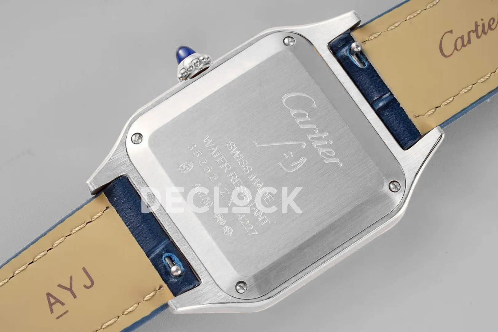 Replica Cartier Santos-Dumont White Dial in Steel on Blue Leather Strap - Replica Watches