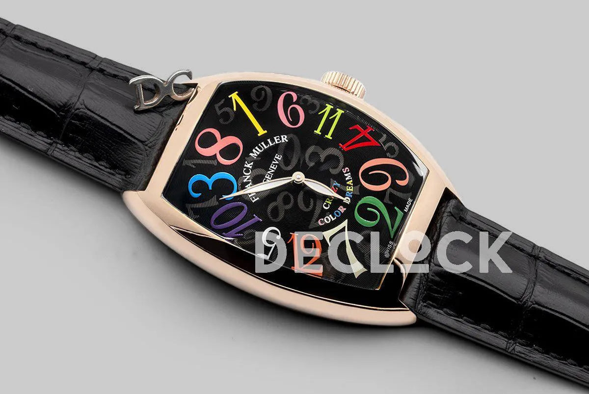 Replica Franck Muller Crazy Hours Black Dial with Colourful Markers in Rose Gold - Replica Watches