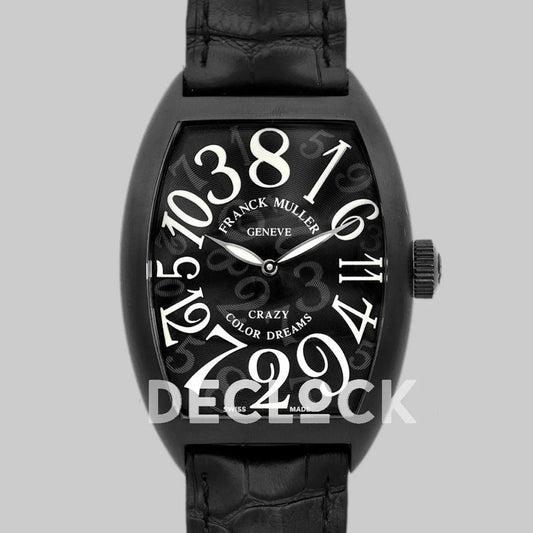 Replica Franck Muller Crazy Hours Black Dial with White Markers in PVD - Replica Watches