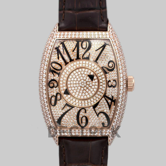 Replica Franck Muller Double Mystery Curvex in Diamond Dial on Rose Gold - Replica Watches