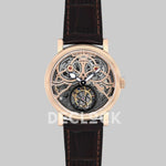 Replica Franck Muller Giga Tourbillon Round Skeleton in Rose Gold on Brown Leather Strap - Replica Watches