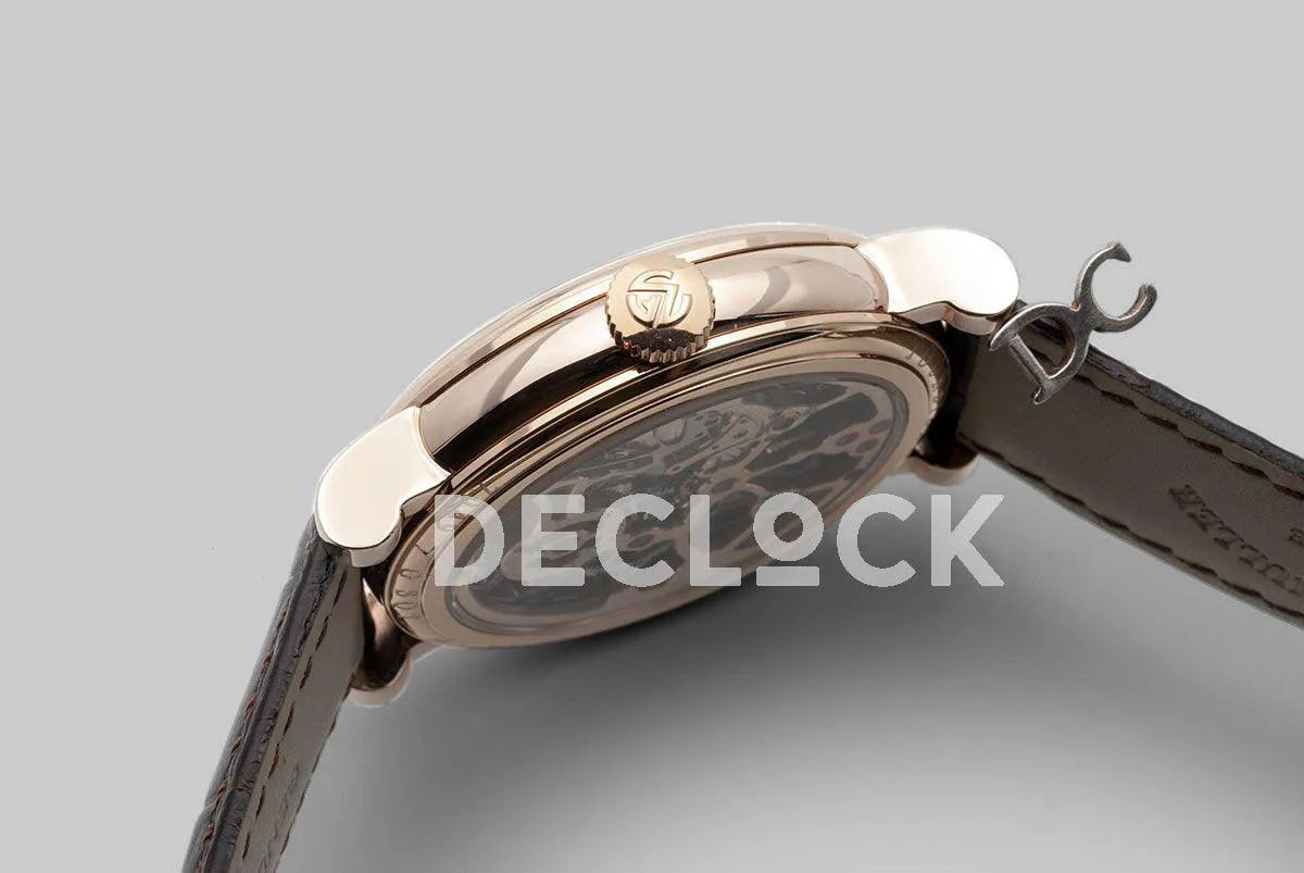 Replica Franck Muller Giga Tourbillon Round Skeleton in Rose Gold on Brown Leather Strap - Replica Watches