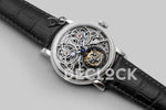 Replica Franck Muller Giga Tourbillon Round Skeleton in White Gold on Black Leather Strap - Replica Watches