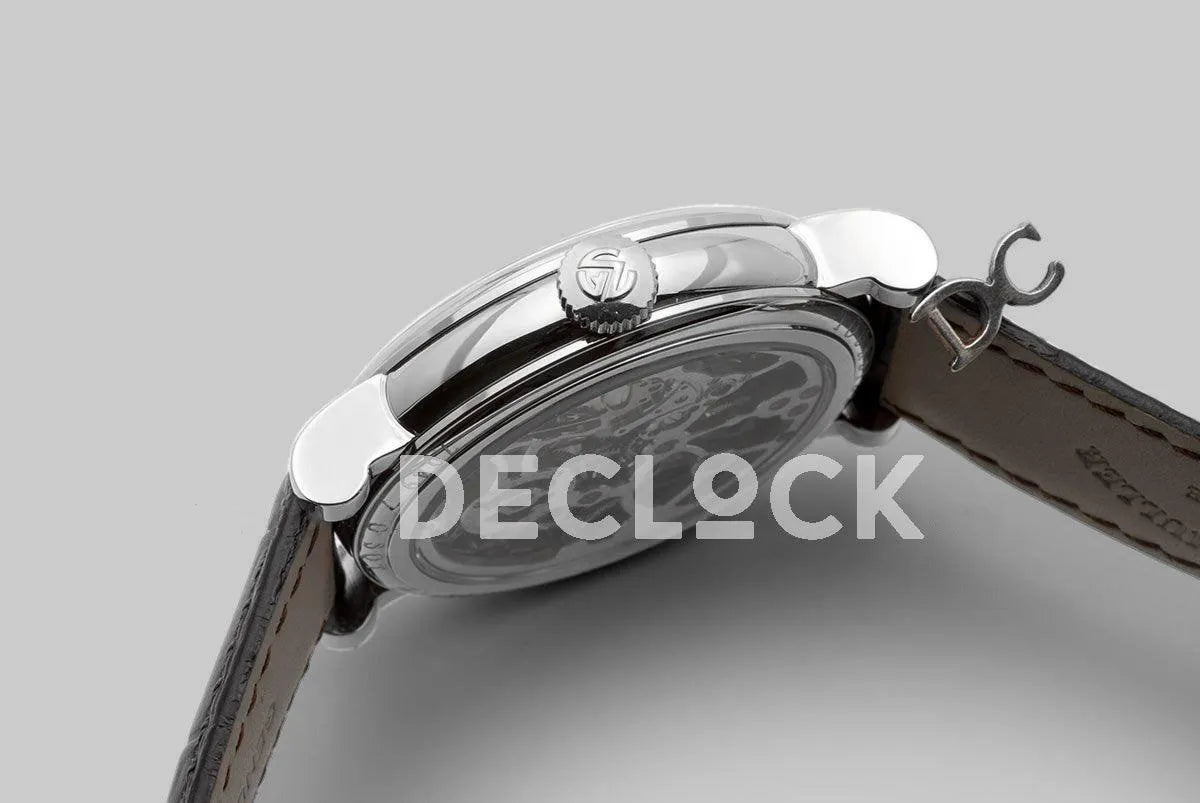 Replica Franck Muller Giga Tourbillon Round Skeleton in White Gold on Black Leather Strap - Replica Watches