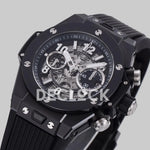 Replica Hublot Big Bang Unico Black Ceramic Skeleton Dial on Black Rubber Strap - Replica Watches