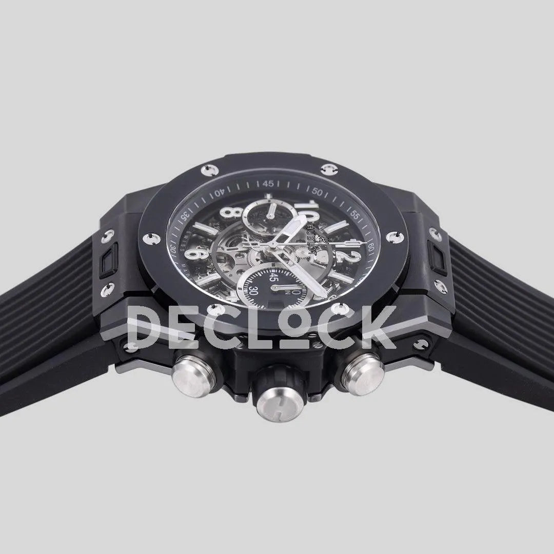 Replica Hublot Big Bang Unico Black Ceramic Skeleton Dial on Black Rubber Strap - Replica Watches