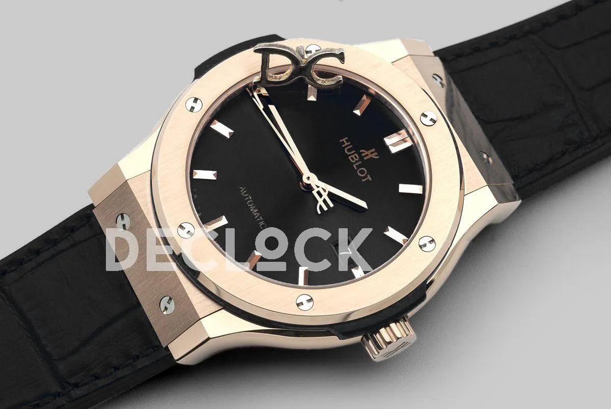 Replica Hublot Classic Fusion Automatic 42mm Black Dial in Rose Gold - Replica Watches