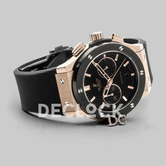 Replica Hublot Classic Fusion Chronograph Black Dial in Rose Gold - Replica Watches