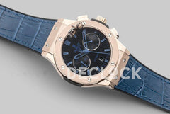 Replica Hublot Classic Fusion Chronograph Blue Dial with Blue Marker in Rose Gold - Replica Watches