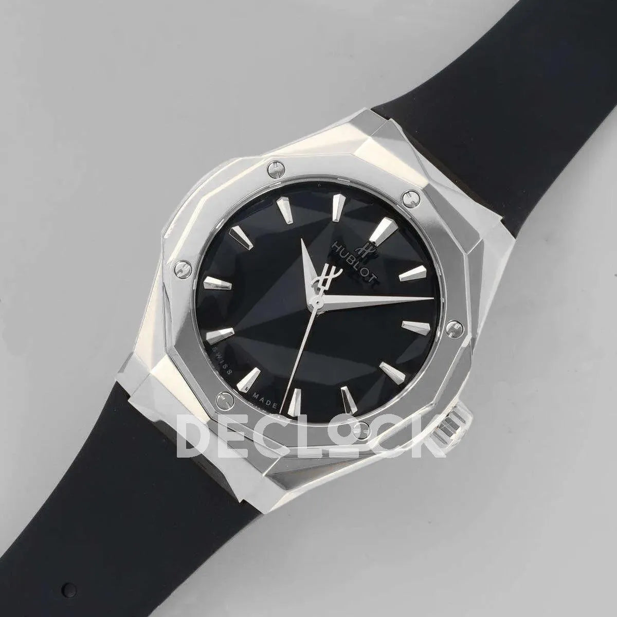 Replica Hublot Classic Fusion Orlinski Steel in Black Faceted Dial on Black Rubber Strap - Replica Watches