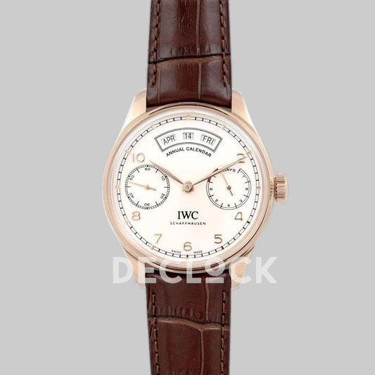 Replica IWC Portugieser Annual Calendar IW5035 White Dial in Rose Gold - Replica Watches