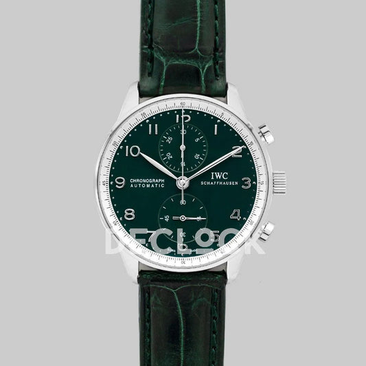 Replica IWC Portugieser Chronograph Edition 150 Years IW3716 Green Dial in Steel - Replica Watches