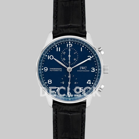 Replica IWC Portugieser Chronograph Edition “150 Years” IW371601 Blue Dial In Steel - Replica Watches