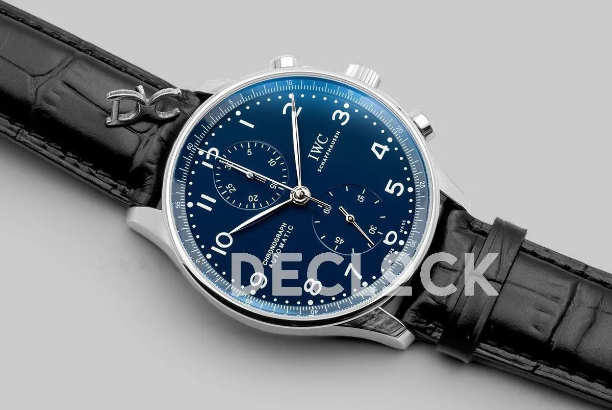 Replica IWC Portugieser Chronograph Edition “150 Years” IW371601 Blue Dial In Steel - Replica Watches