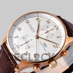 Replica IWC Portugieser Chronograph IW371611 White Dial in Rose Gold - Replica Watches