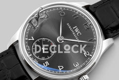 Replica IWC Portuguese Hand Wound Eight Days IW510202 Black Dial in Steel - Replica Watches