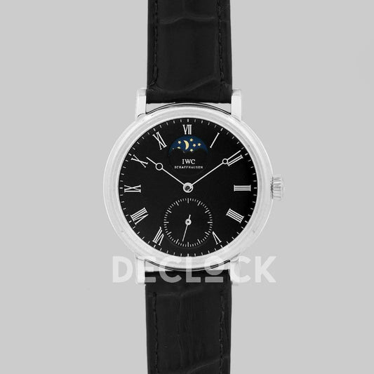 Replica IWC Vintage Portofino Hand Wound IW544801 Black Dial in Steel - Replica Watches