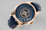 Replica Omega De Ville Tourbillon RG MIF Blue Dial on Blue Leather Strap - Replica Watches