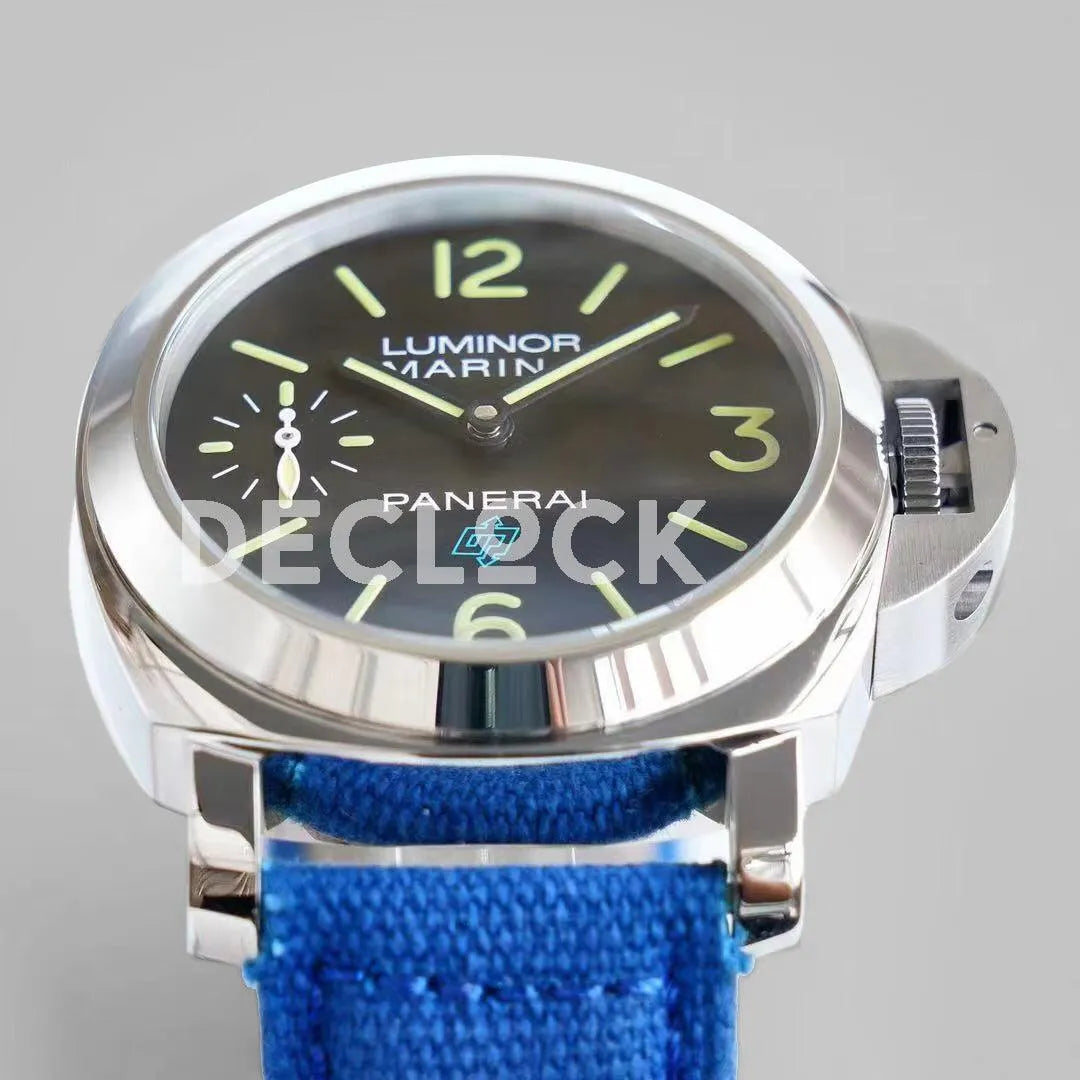 Replica Panerai PAM634 Luminor Black Dial on Blue Strap - Replica Watches