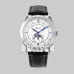 Replica Pattek Philippe Annual Calendar Moonphase 5396 White/Blue Dial on Black Leather Strap - Replica Watches